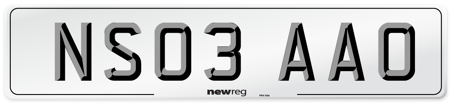 NS03 AAO Number Plate from New Reg